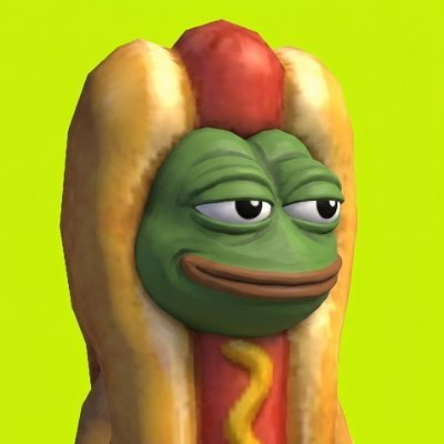 Example: Pepe inside the Hotdog bun on a lime background